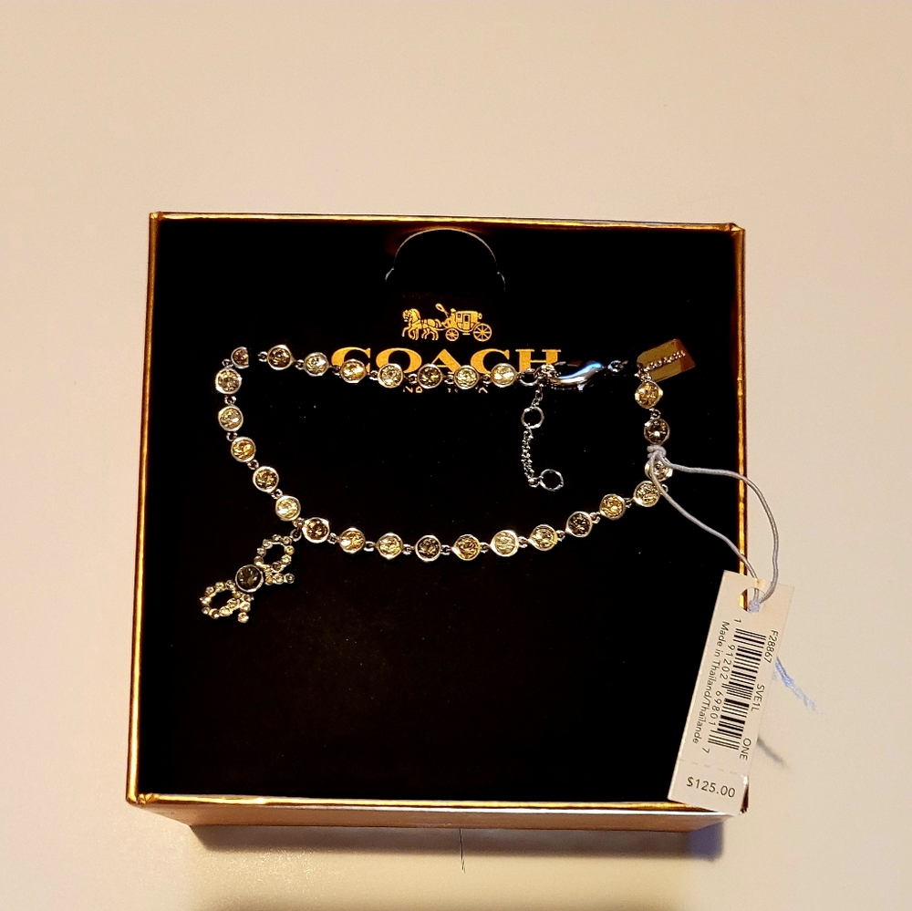 Coach Silver Crystal Bow Bracelet